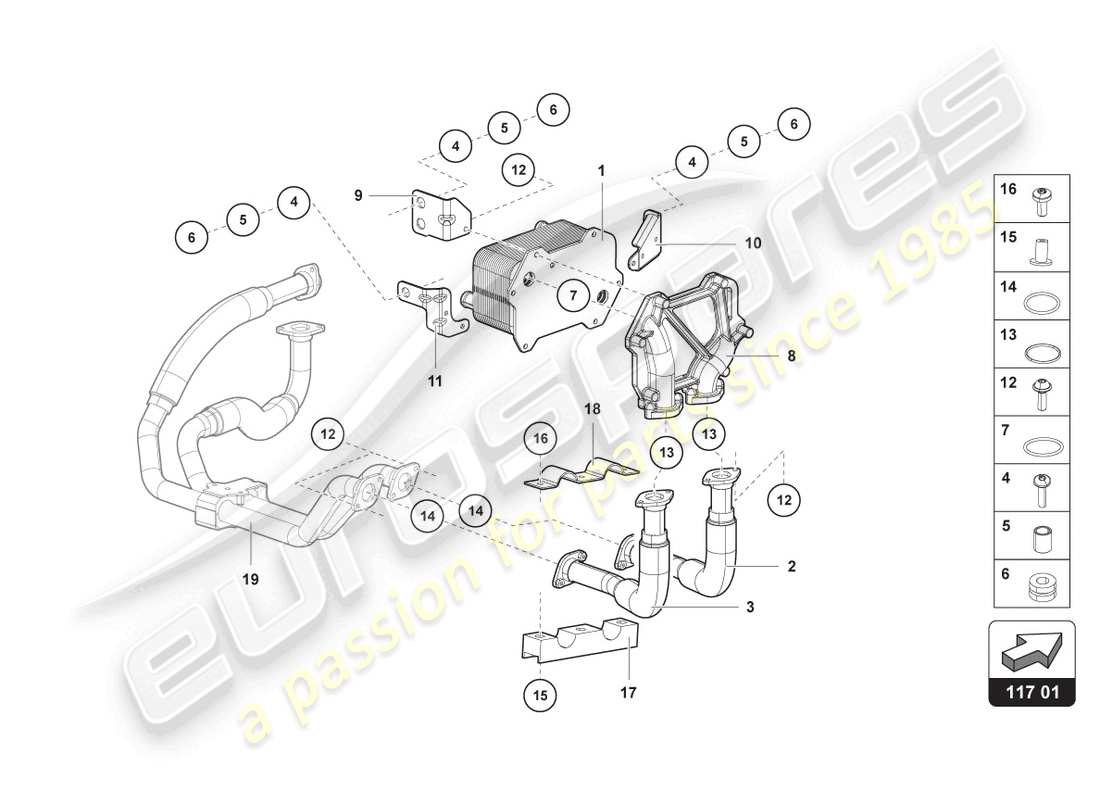 lamborghini 2016 (lp700-4 coupe) oil cooler parts diagram