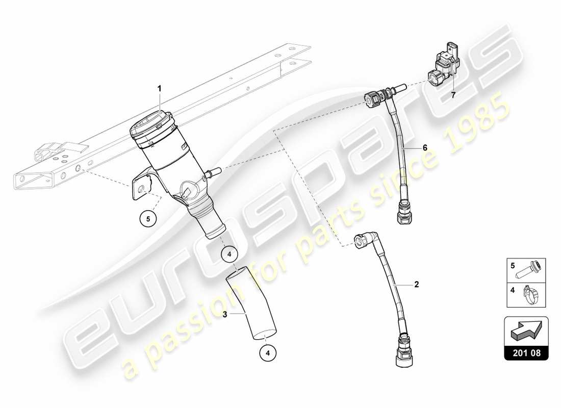 lamborghini performante coupe (2020) fuel filler neck part diagram