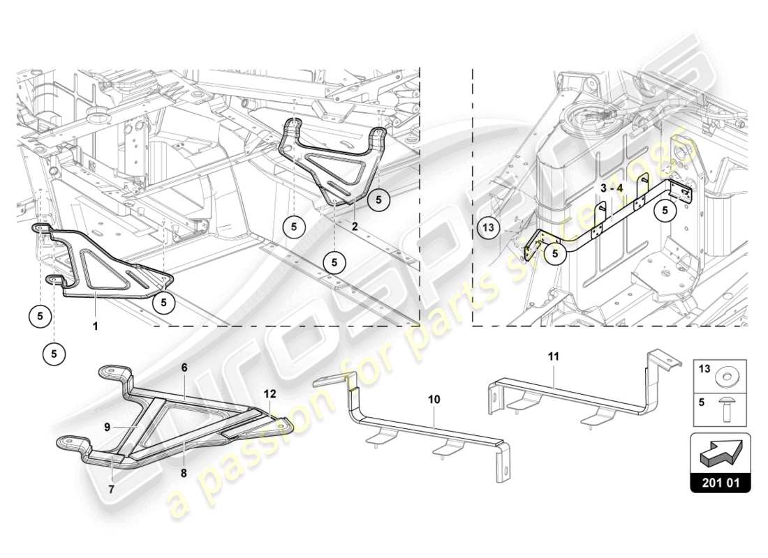 lamborghini 2017 (lp700-4 roadster) bracket for fuel tank parts diagram