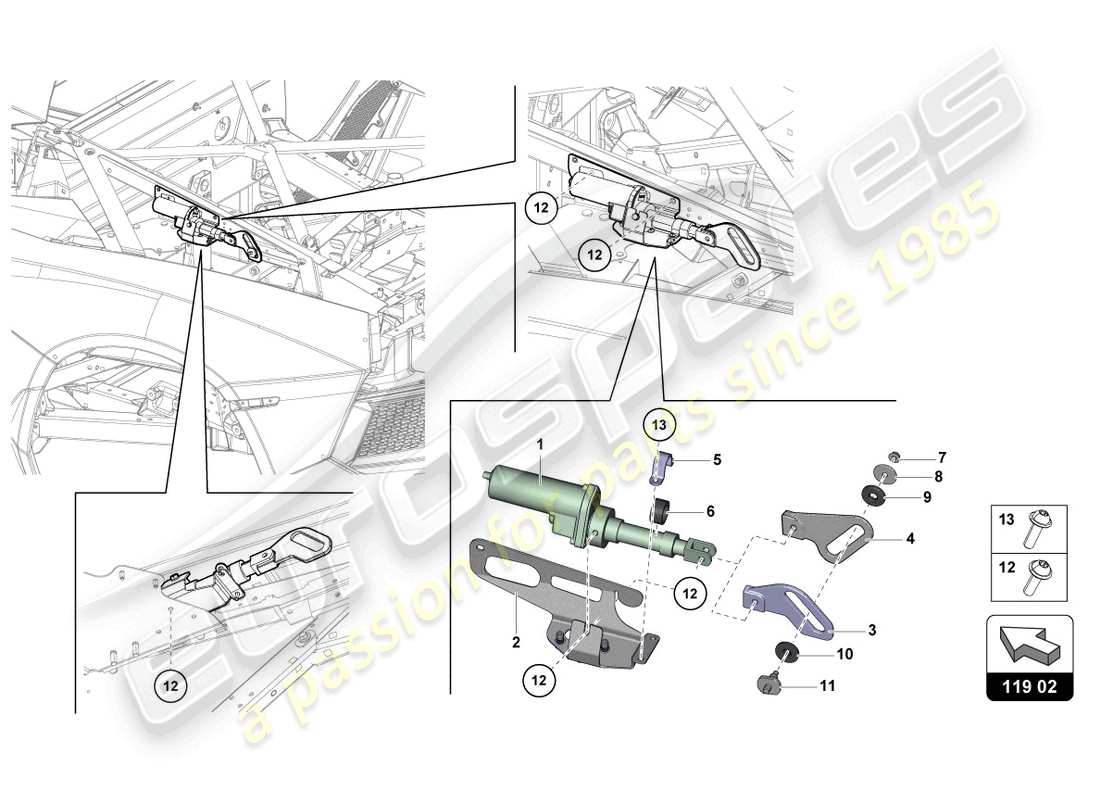 lamborghini 2014 (lp720-4 roadster 50) motor for wind deflector part diagram