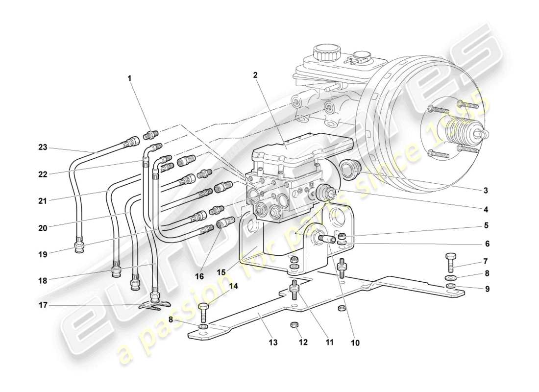 lamborghini murcielago coupe (2002) anti-locking brake syst. -abs- parts diagram