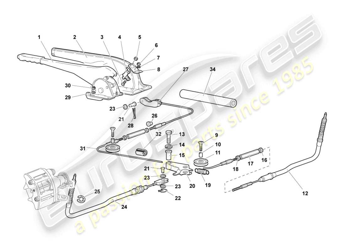 lamborghini murcielago coupe (2002) brake lever parts diagram