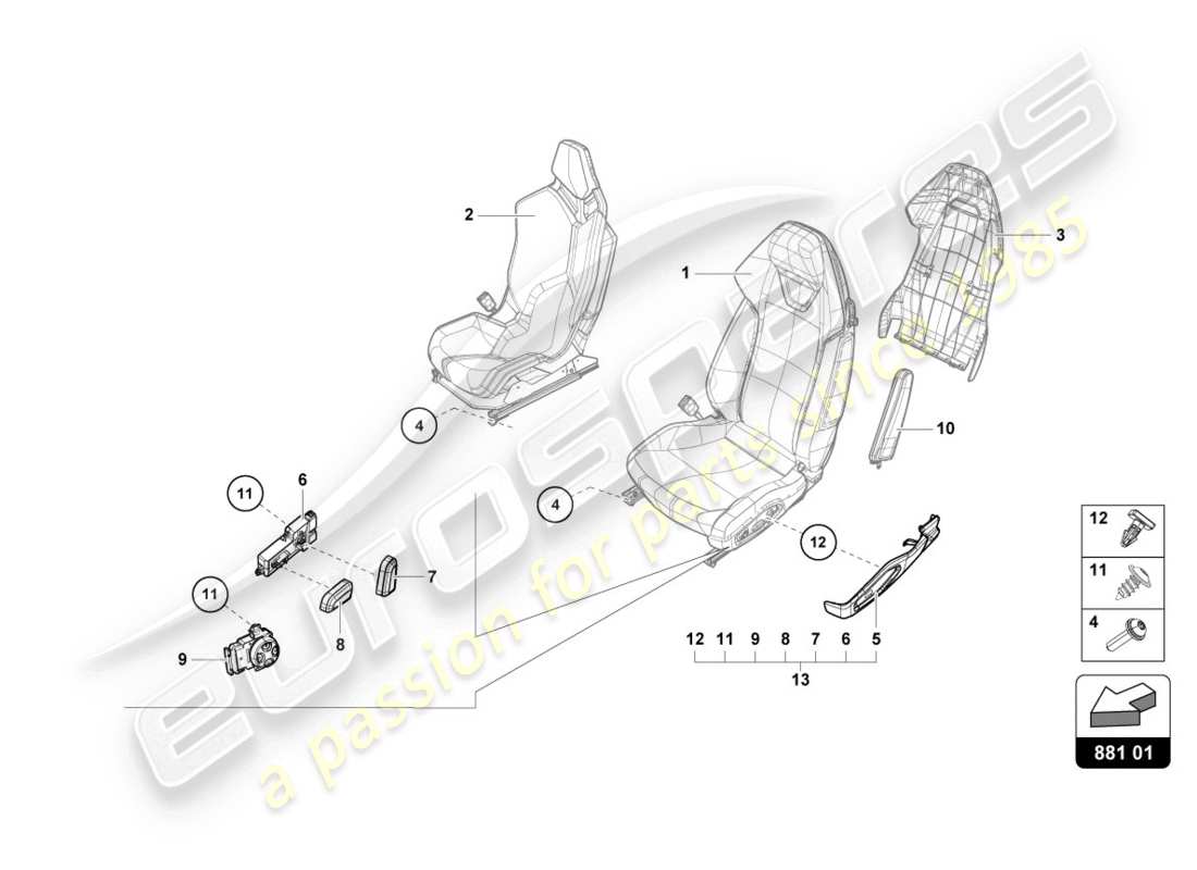 lamborghini 2019 (lp610-4 coupe) seat part diagram