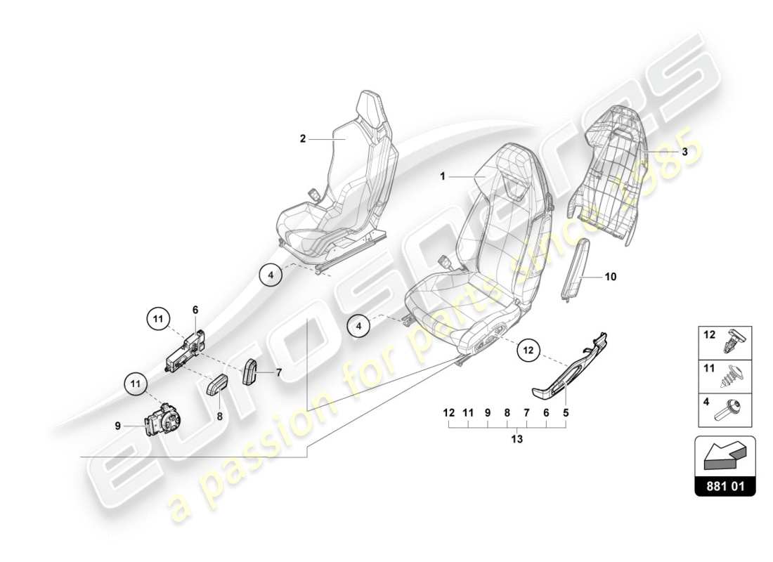 lamborghini lp610-4 spyder (2017) seat parts diagram