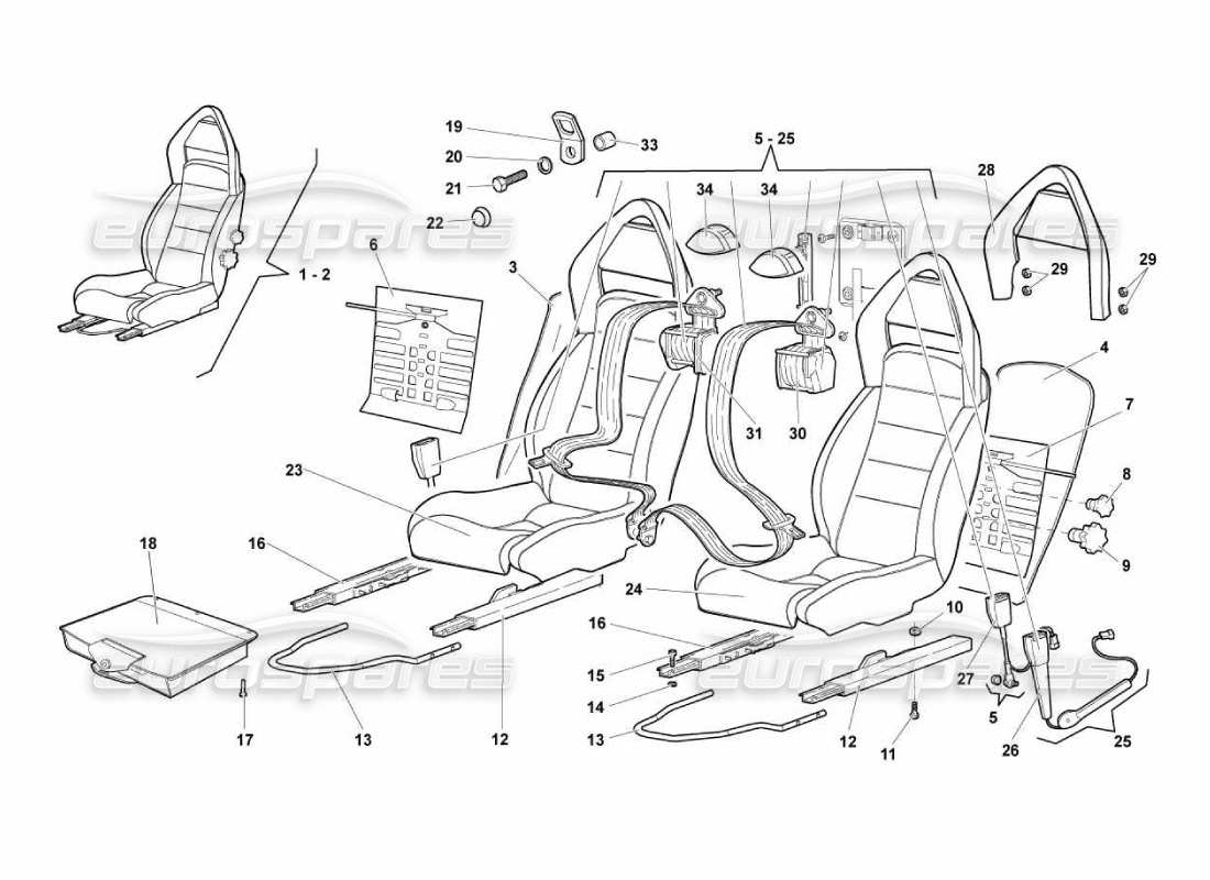 lamborghini murcielago lp670 seats and safety belts part diagram