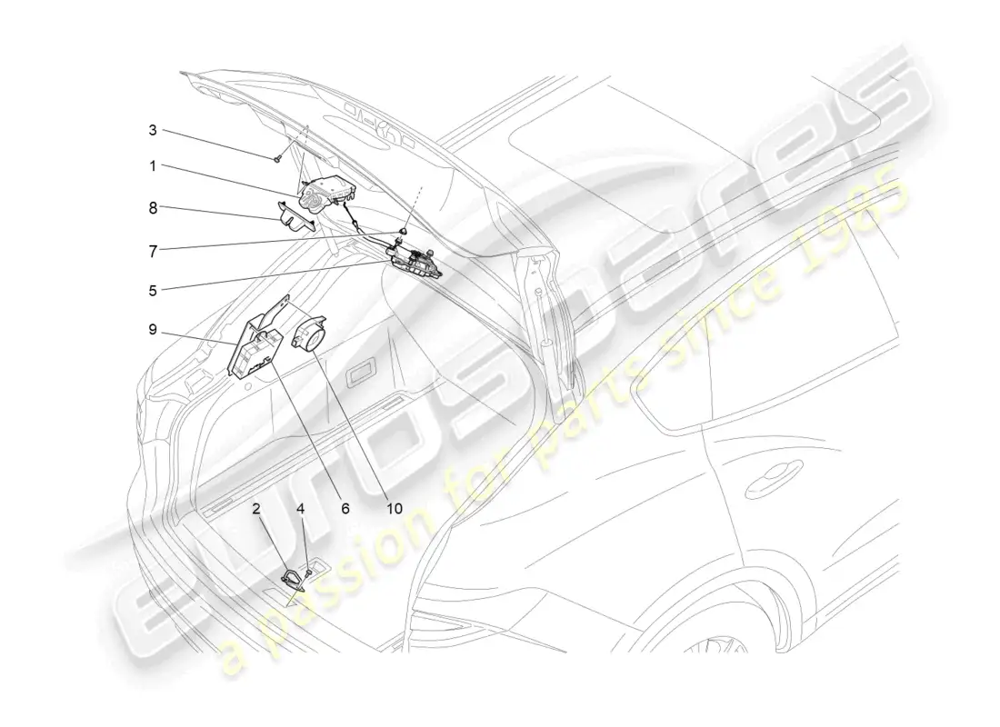 maserati levante modena (2022) rear liftgate opening control parts diagram