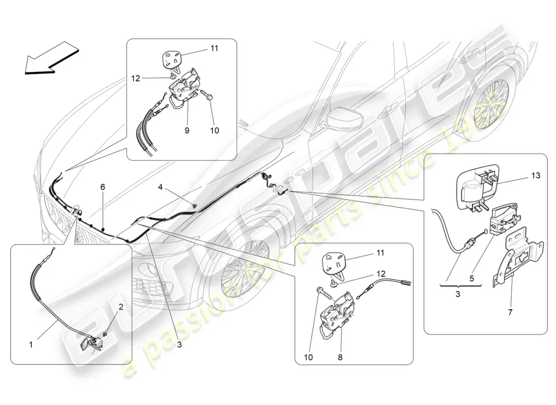 maserati levante (2020) front lid opening button parts diagram