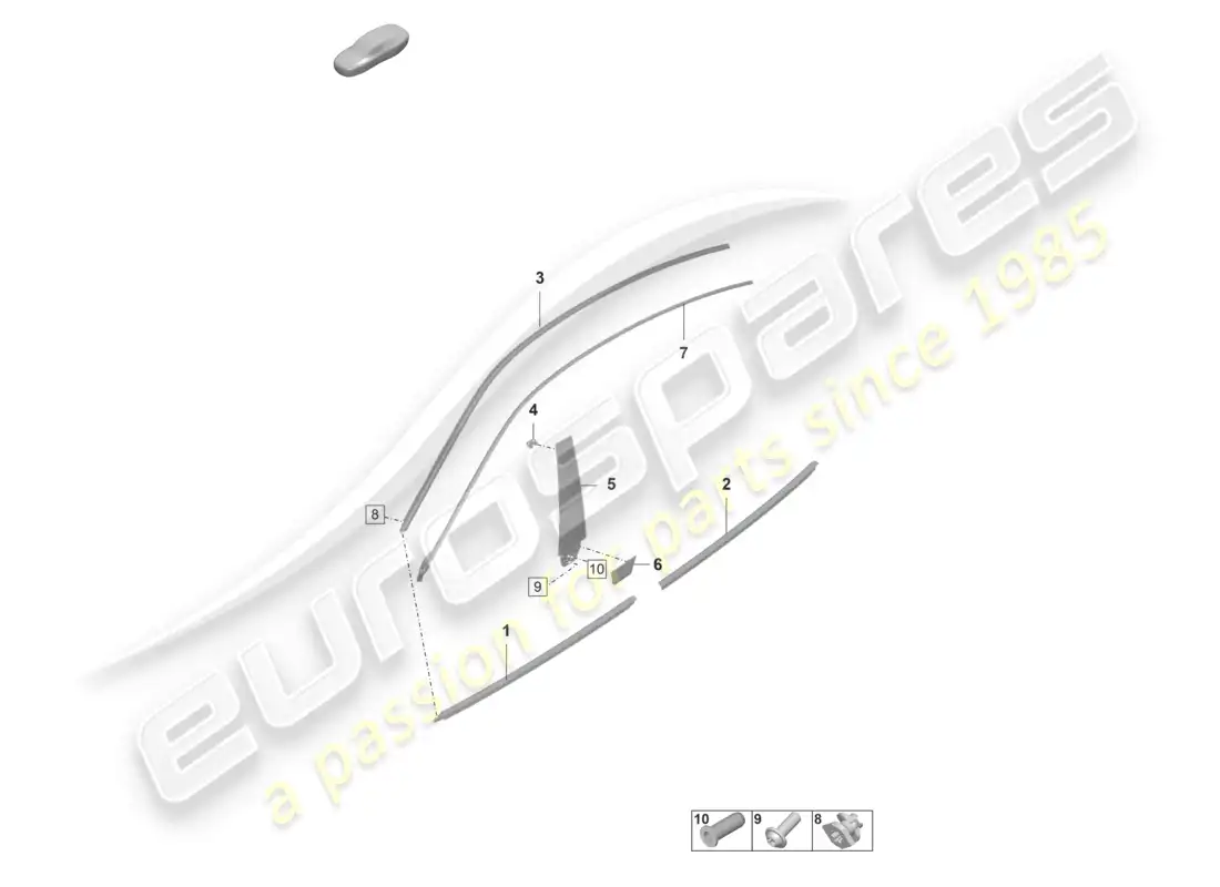porsche 2021 (taycan 9j1-1) molding for door front and rear parts diagram