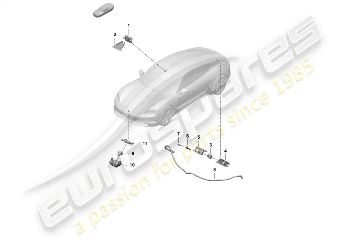 porsche 2025 (taycan 9j1-2) front camera for driver assistance programs reversing camera real top view parts diagram