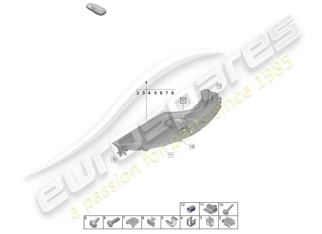 porsche 2025 (taycan 9j1-2) instrument panel trim upper part with: fasteners part diagram