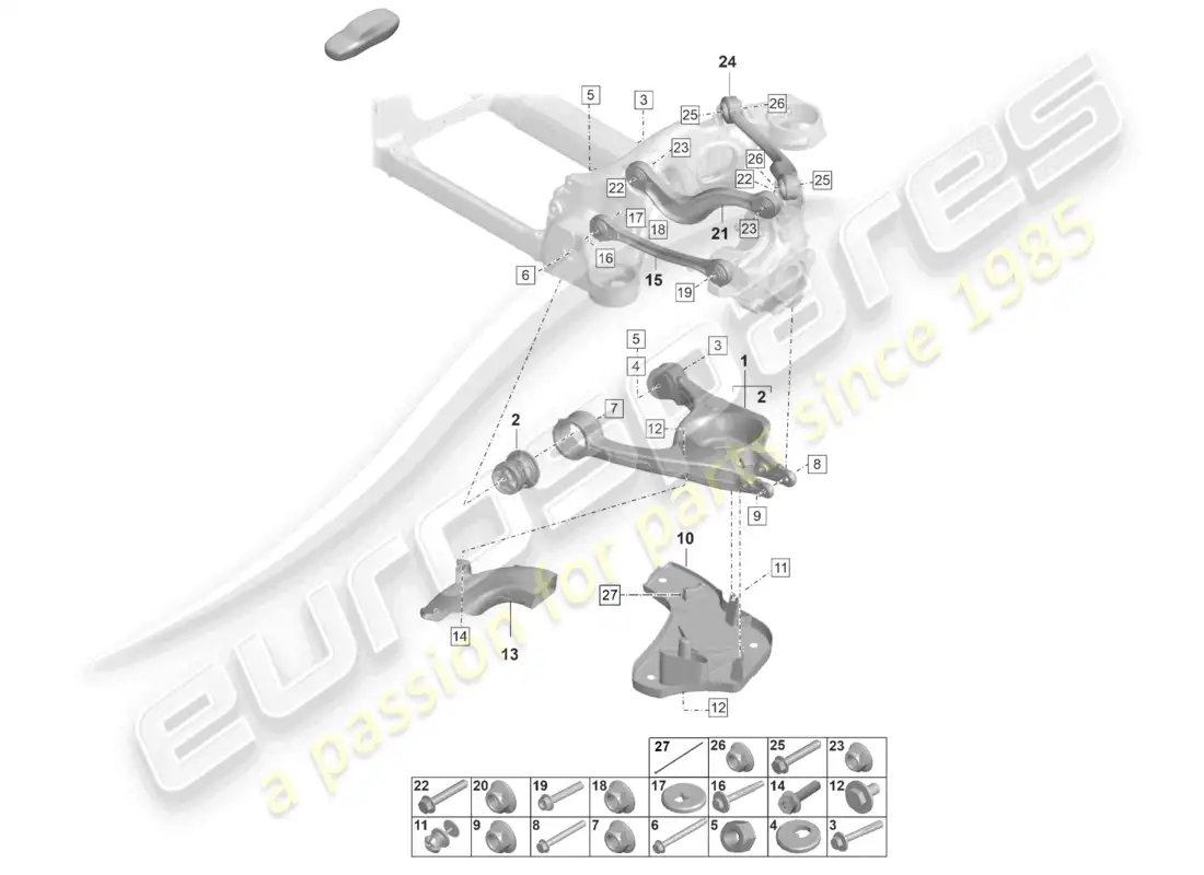 porsche 2020 (taycan 9j1-1) wishbone parts diagram