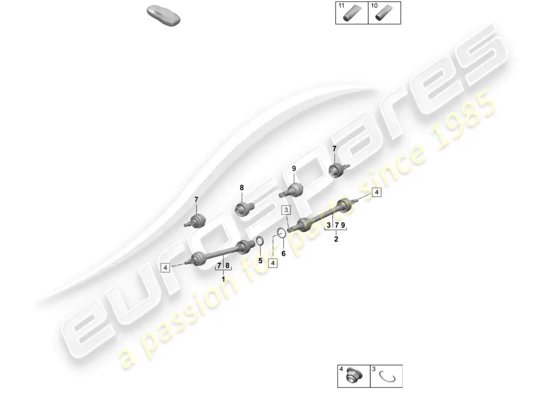 porsche 2020 (taycan 9j1-1) drive shaft parts diagram