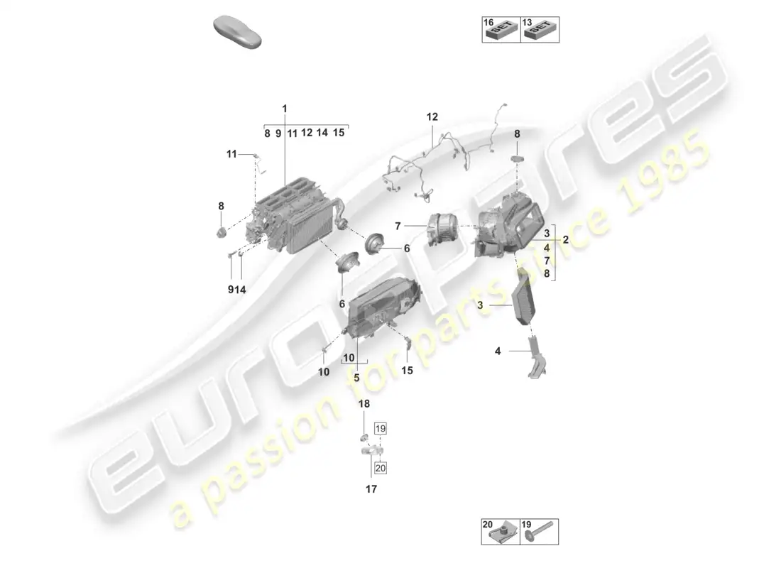 porsche 2023 (taycan 9j1-1) air conditioning rhd heat., vent. and ac system parts diagram