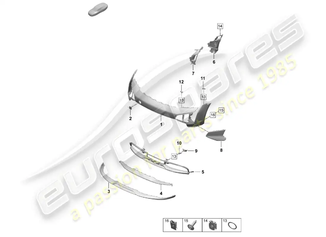 porsche 2025 (taycan 9j1-2) bumper front taycan cross turismo turbo part diagram