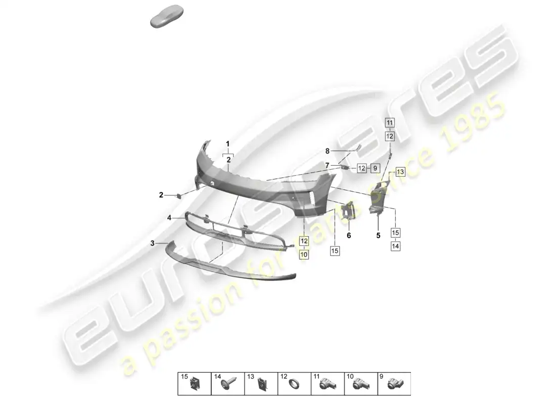 porsche 2025 (taycan 9j1-2) bumper front part diagram