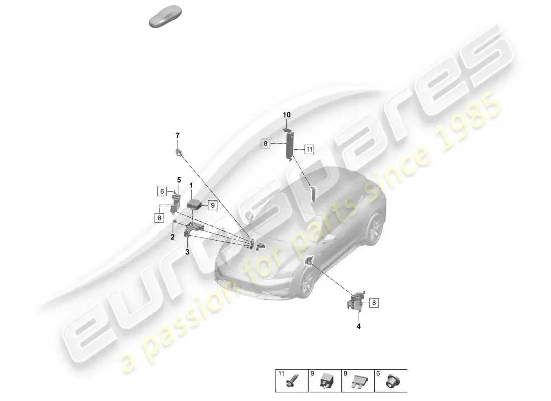 porsche 2025 (taycan 9j1-2) central electrics fuse holder fuses part diagram