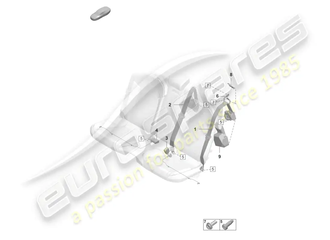 porsche 2023 (taycan 9j1-1) three-point safety belt rear belt latch parts diagram