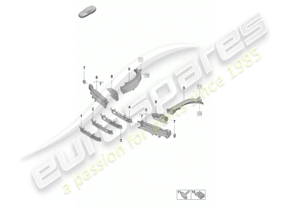 porsche 2023 (taycan 9j1-1) air guide front bumper parts diagram