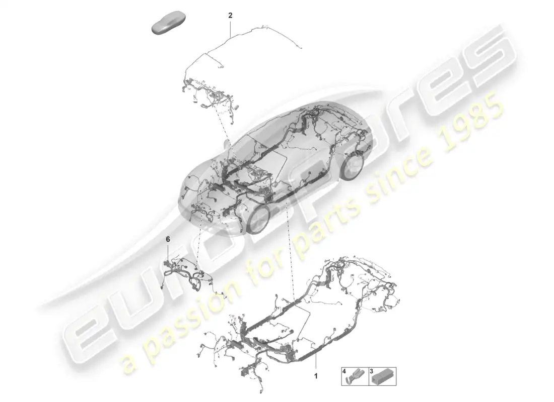 porsche 2023 (taycan 9j1-1) wire set passenger compartment dashboard parts diagram