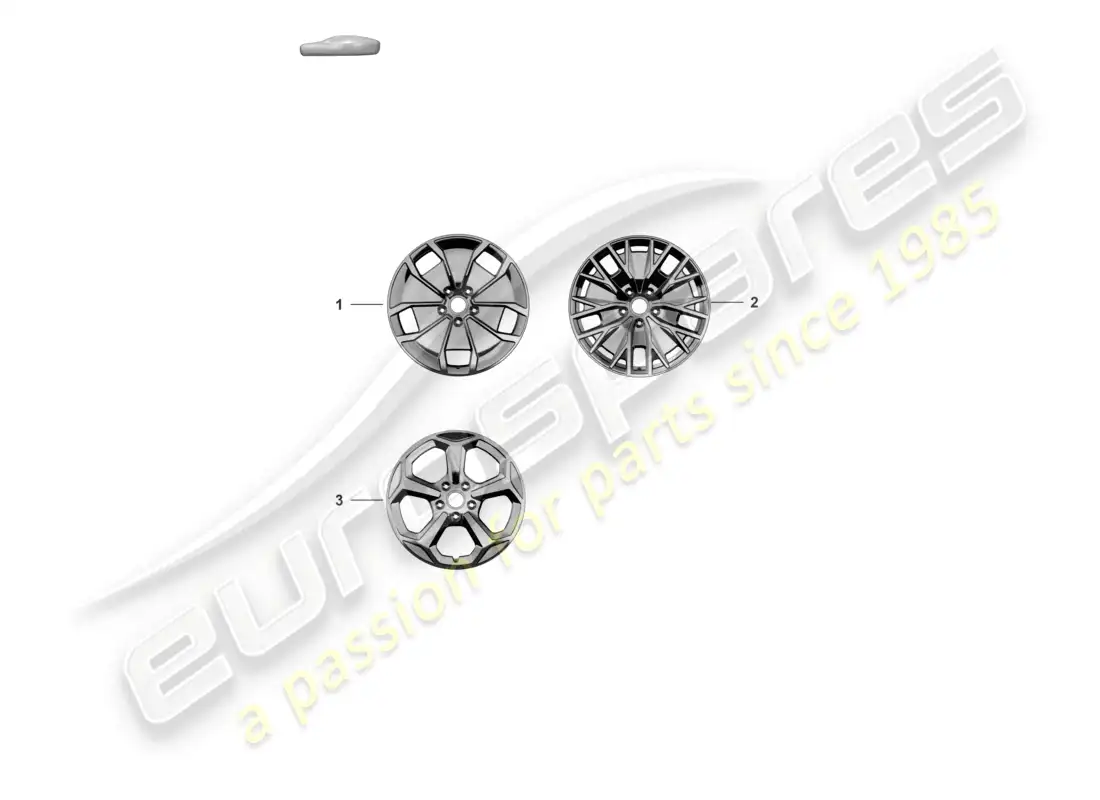 porsche 2021 (taycan 9j1-1) alloy wheel 20 parts diagram
