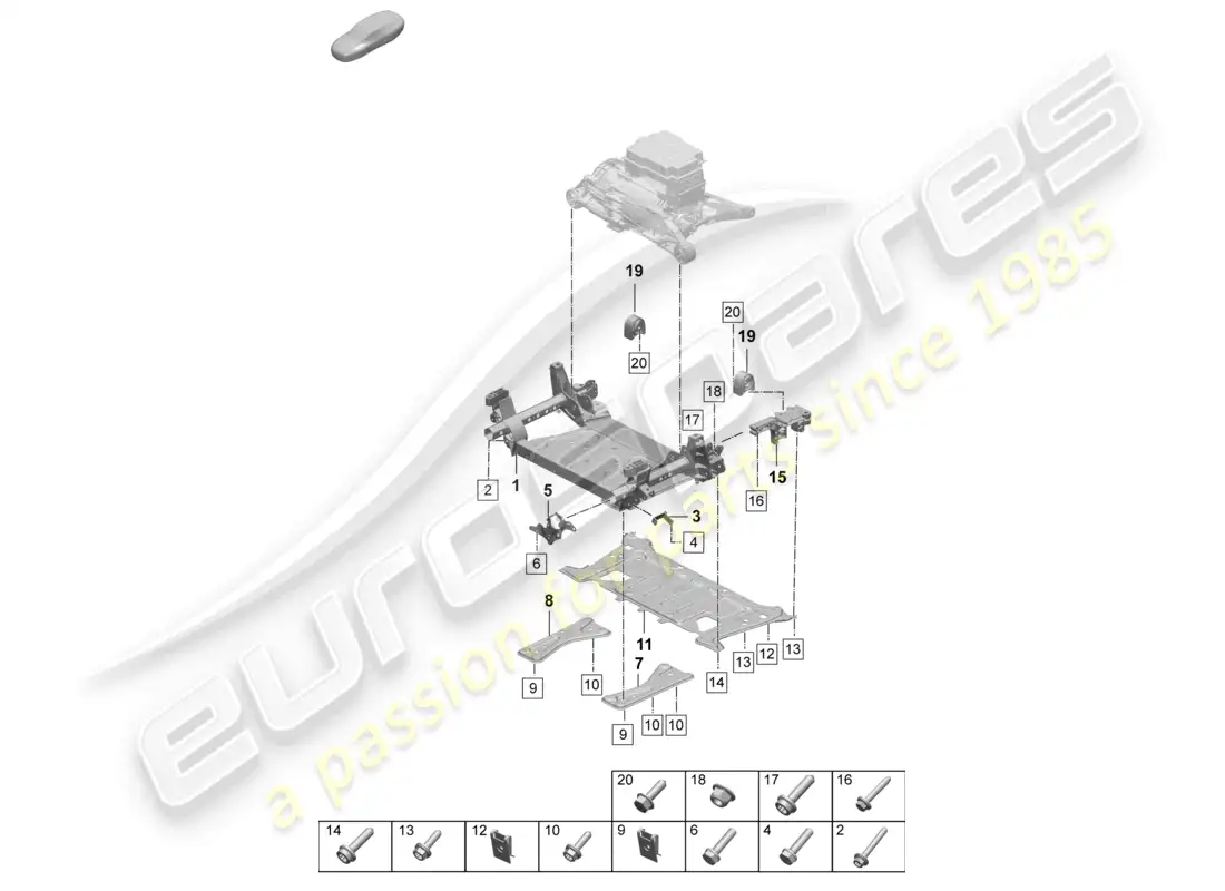porsche 2025 (taycan 9j1-2) cross member support frame part diagram