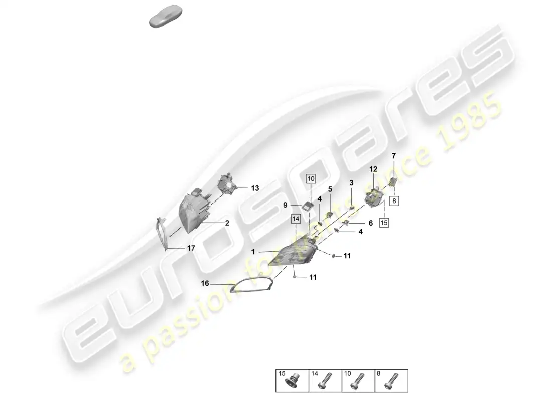 porsche 2025 (taycan 9j1-2) led headlight with matrix beam part diagram