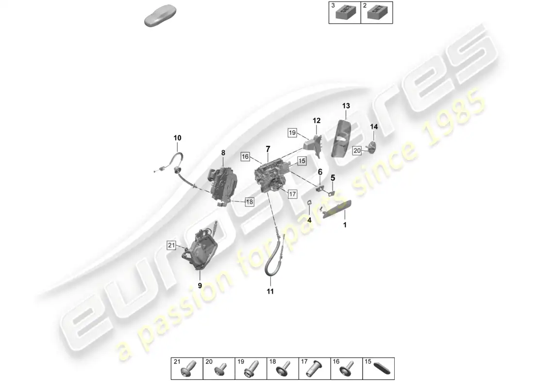 porsche 2025 (taycan 9j1-2) door handle, exterior front door lock accessories parts diagram