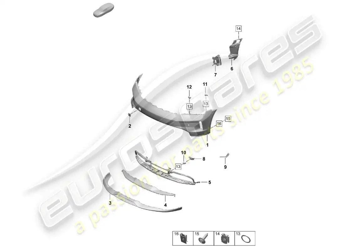 porsche 2025 (taycan 9j1-2) bumper front taycan cross turismo part diagram