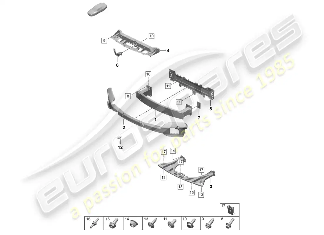 porsche 2025 (taycan 9j1-2) bumper carrier front crash reinforcement part diagram