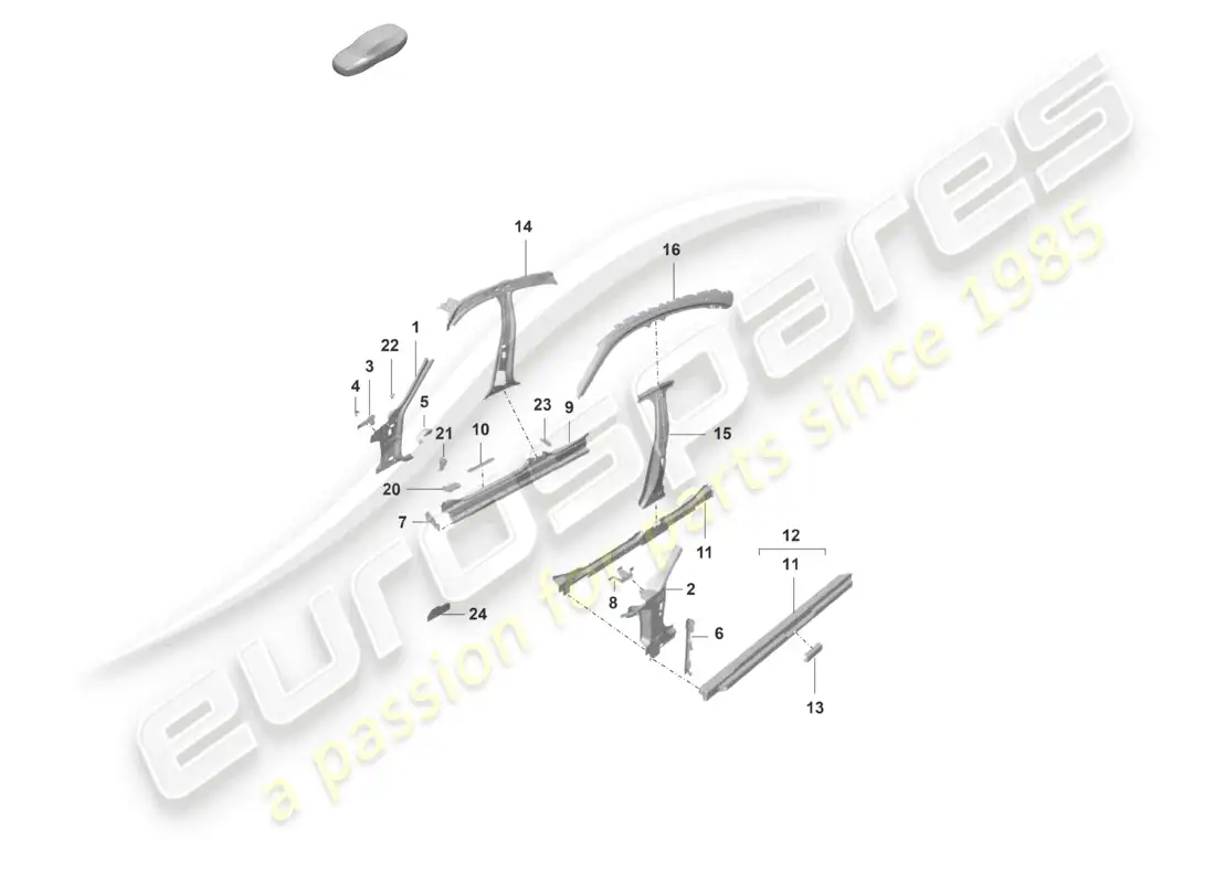 porsche 2023 (taycan 9j1-1) side panel, inner front parts diagram