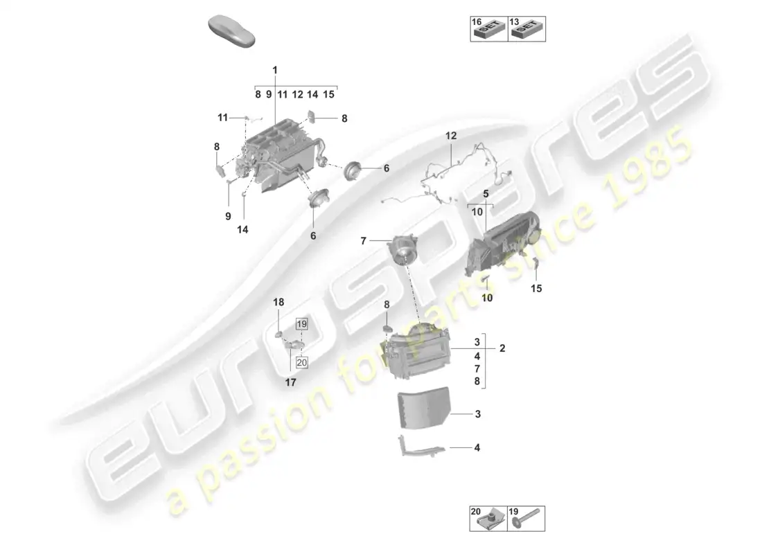 porsche 2023 (taycan 9j1-1) air conditioning lhd heat., vent. and ac system parts diagram