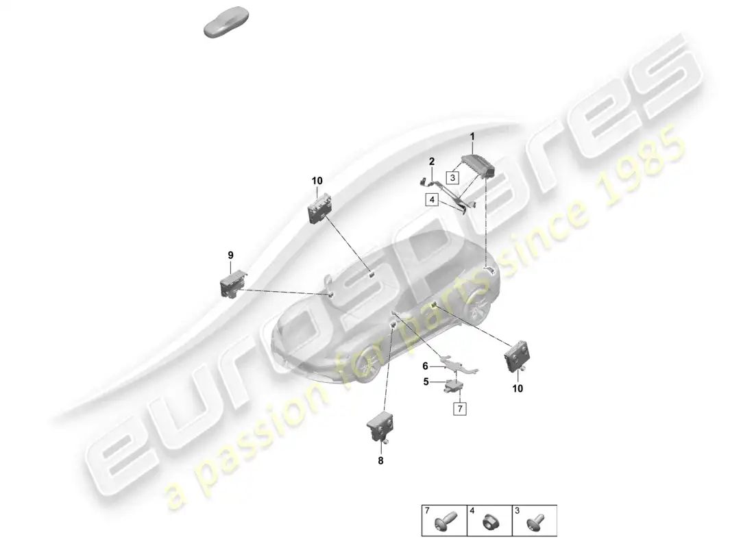 porsche 2025 (taycan 9j1-2) control unit for chassis active electr. damping control door control unit part diagram