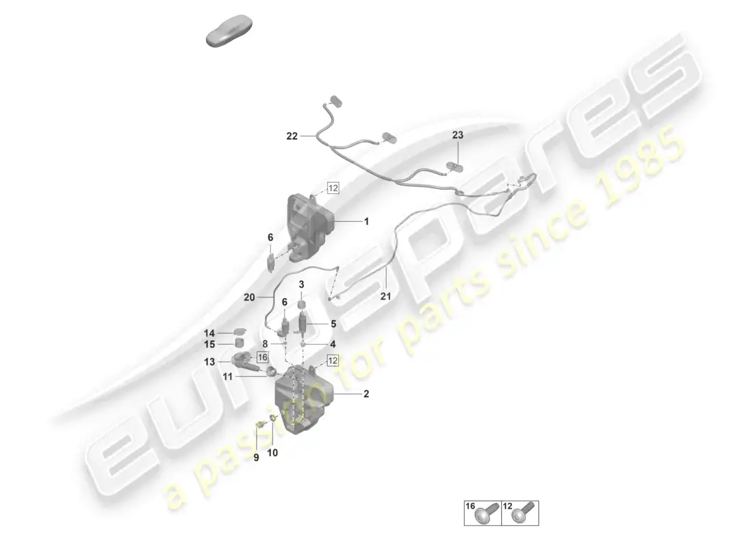porsche 2023 (taycan 9j1-1) windscreen washer system front parts diagram
