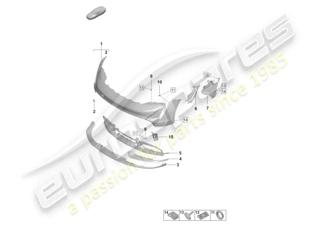 porsche 2023 (taycan 9j1-1) bumper front turbo parts diagram