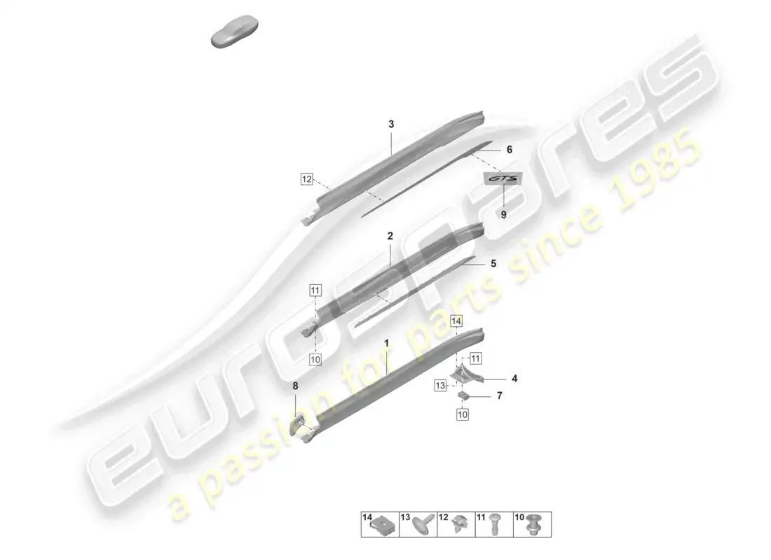 porsche 2023 (taycan 9j1-1) side member trim accessories parts diagram