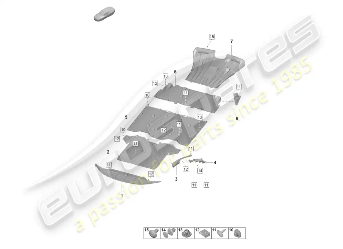 porsche 2022 (992-1 gt3/rs/st) underbody trim parts diagram