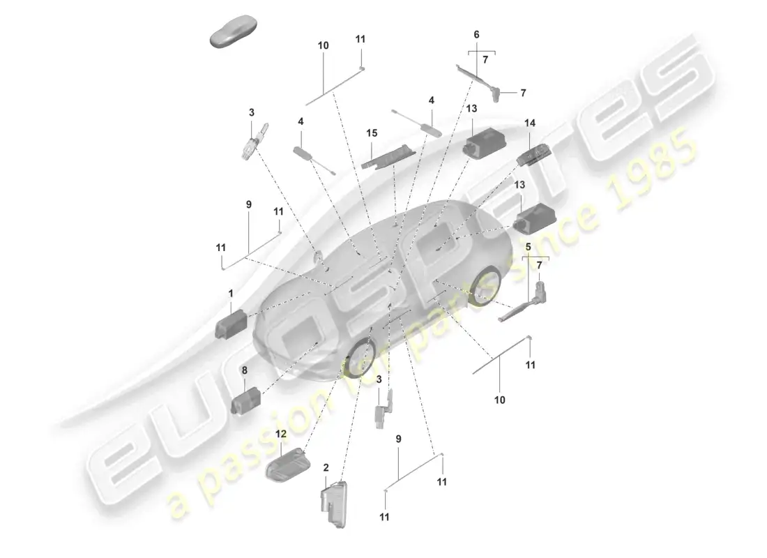 porsche 2022 (taycan 9j1-1) interior light parts diagram