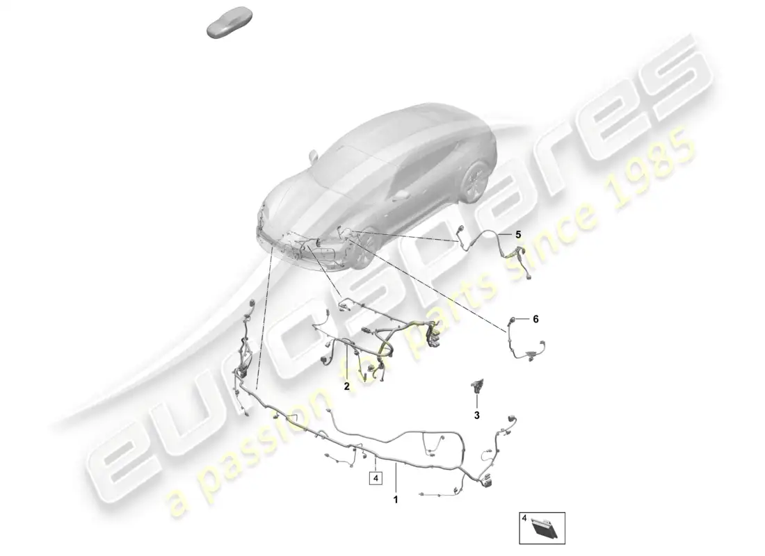 porsche 2025 (taycan 9j1-2) wiring set for bumper wiring set for the front end wiring harness for anti-lock brakesystem -abs- wiring harness for self-levelling suspension part diagram