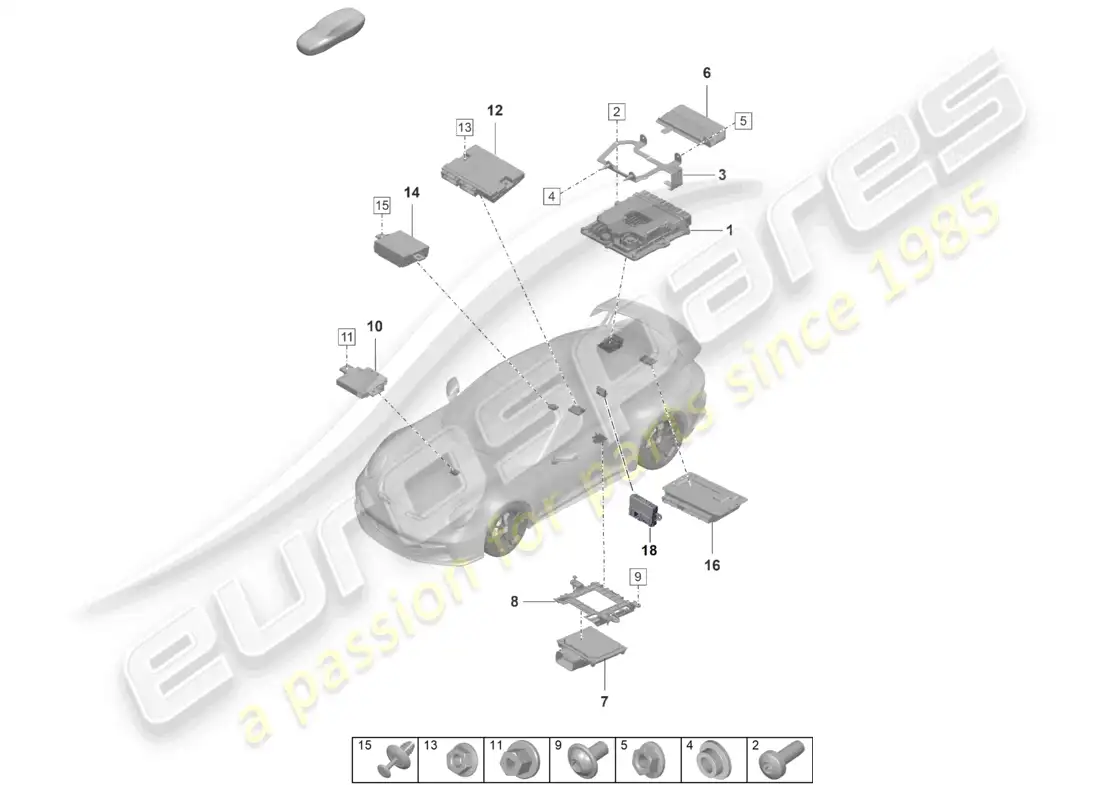 porsche 2022 (992-1 gt3/rs/st) control units parts diagram