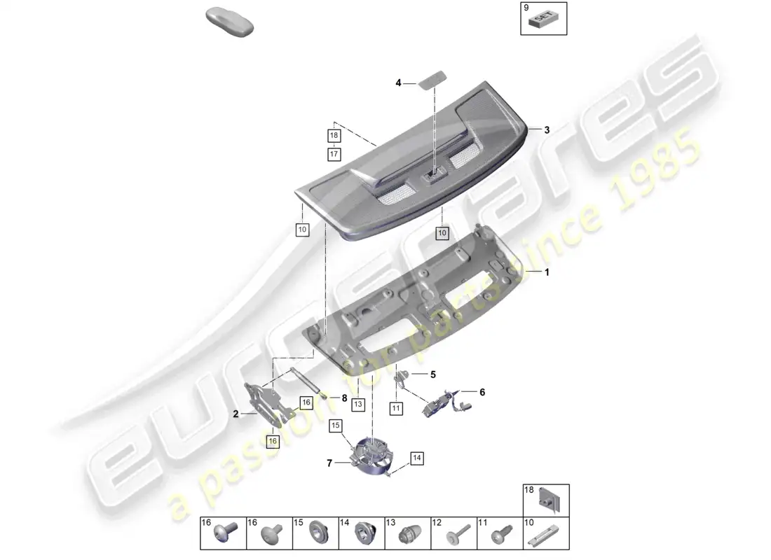 porsche 2024 (992-2 gt3/rs/st) tailgate/boot lid parts diagram