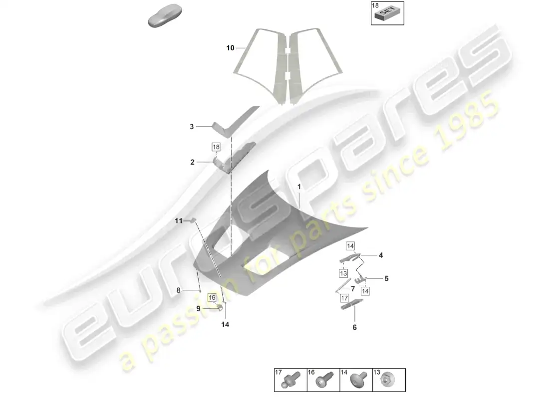 porsche 2024 (992-2 gt3/rs/st) bonnet gt3rs parts diagram
