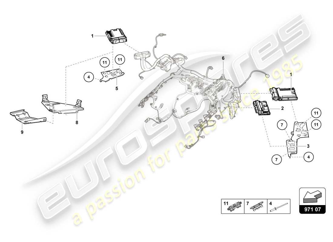 a part diagram from the lamborghini performante coupe (2018) parts catalogue