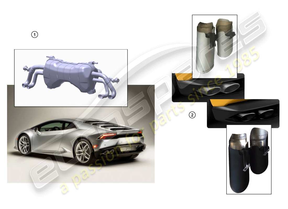 lamborghini huracan lp610-4 coupe (accessories) sport silencer part diagram