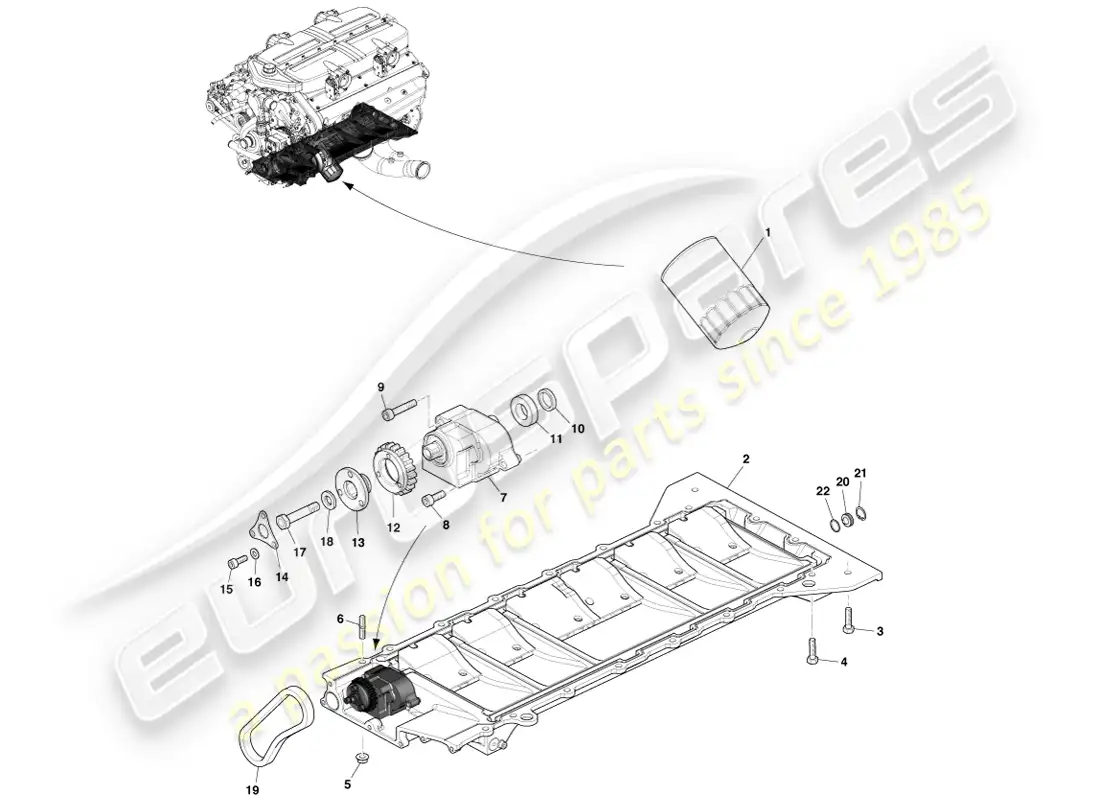 aston martin one-77 (2011) engine lubrication parts diagram