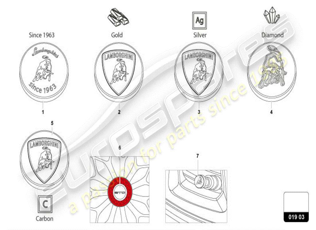 a part diagram from the lamborghini huracan performante spyder (accessories) parts catalogue