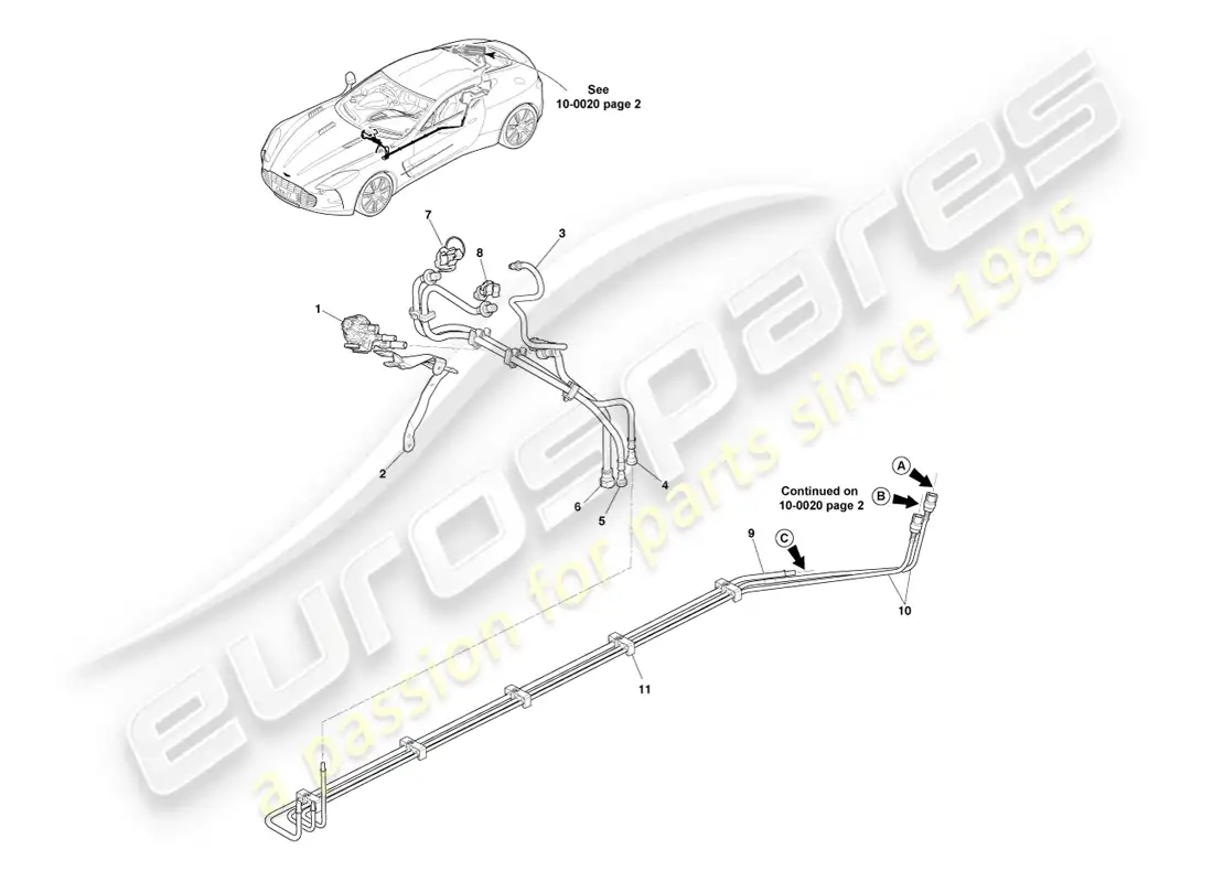 aston martin one-77 (2011) fuel pipes parts diagram