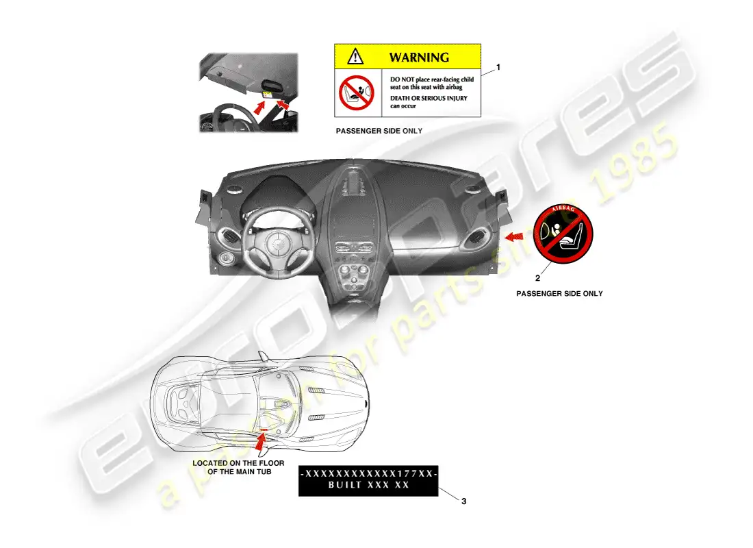 aston martin one-77 (2011) interior labels parts diagram