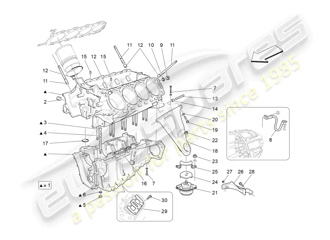 maserati granturismo mc stradale (2013) crankcase parts diagram