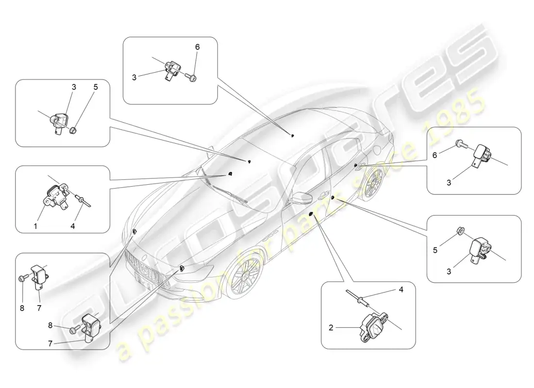maserati ghibli (2015) crash sensors parts diagram