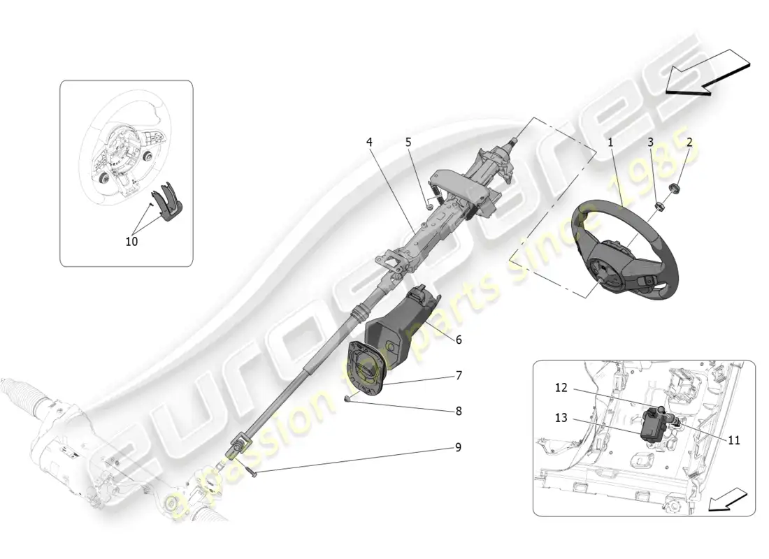 maserati grecale trofeo (2023) steering column and steering wheel unit parts diagram